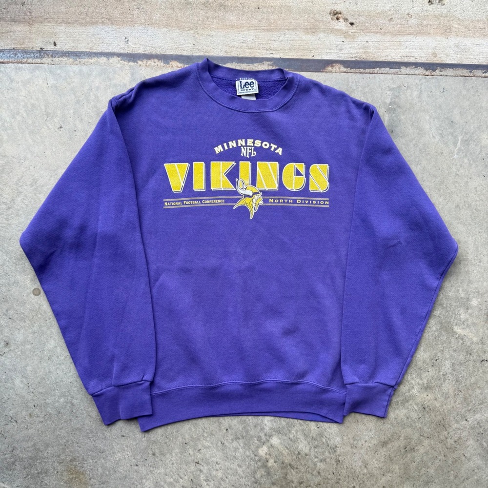 Vintage Lee Sport Minnesota Vikings Sweatshirt Purple NFL Crewneck Small 90s